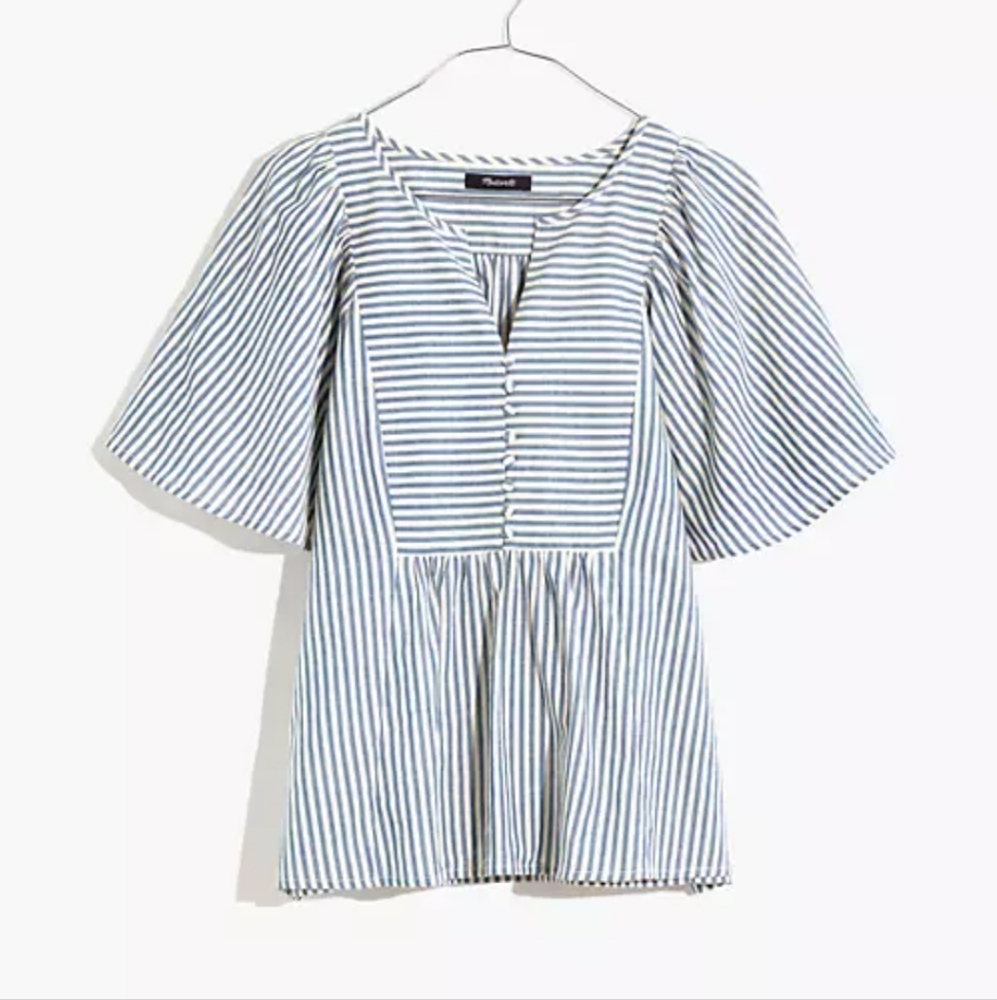 NWOT Madewell Courtyard Flutter-Sleeve Stripe